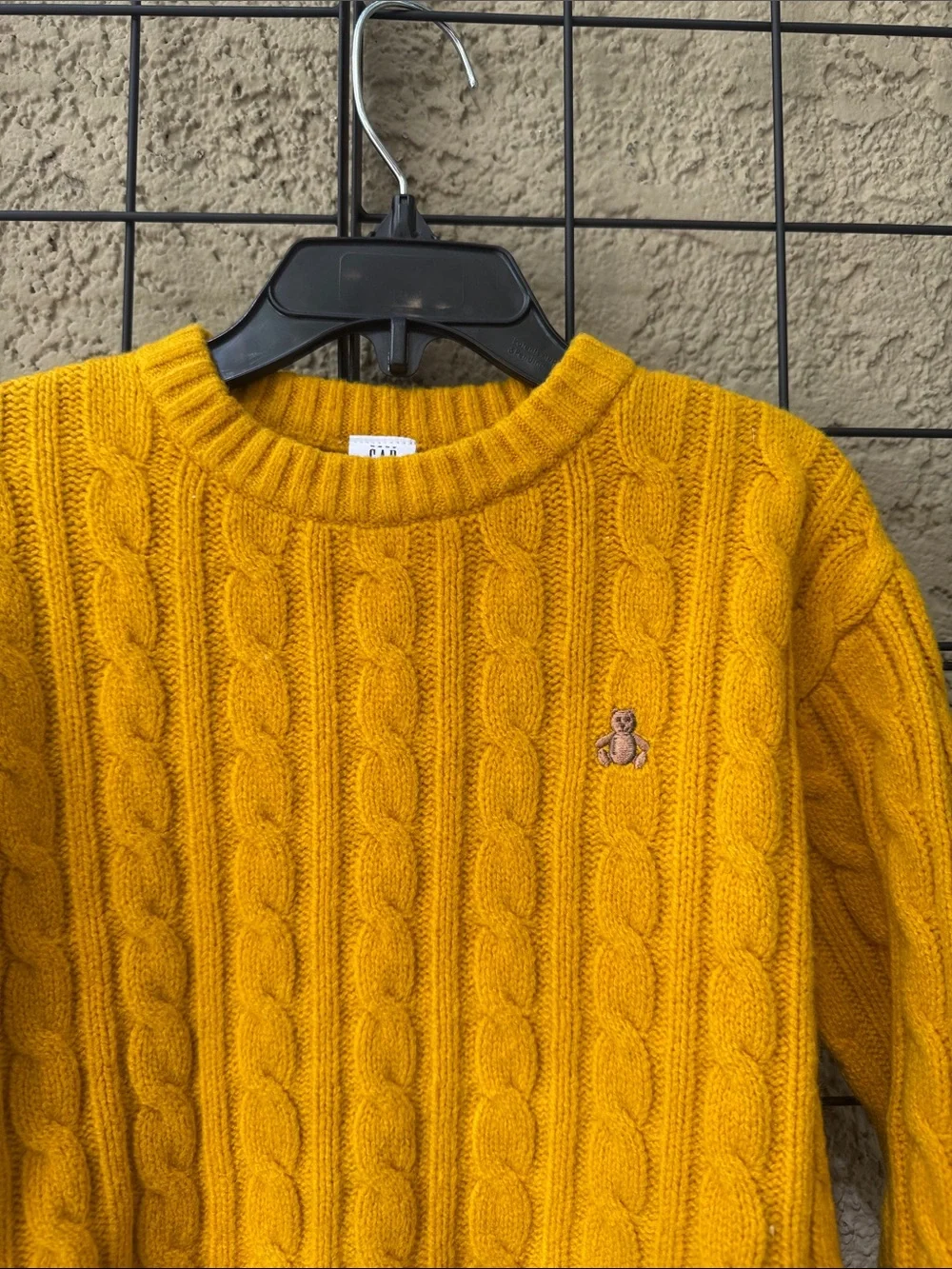 New GAP Mustard Yellow Cable-Knit Crewneck Sweater Cotton Blend